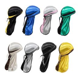 Colour Matching Long Tail Braid Outdoor Pirate Hat European And American Hip Hop Two Silk Scarf Bun Du Rag Cycling Caps & Masks