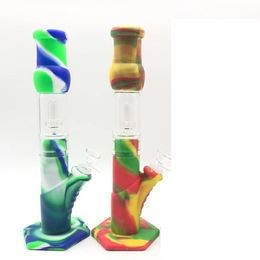 silicone bong kits beaker design silicone smoking water pipes Removable 11.42 insilicone hookah unbreakable hookah Philtre glass fast ship
