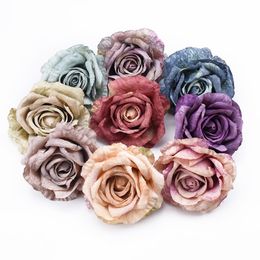 5pcs Scrapbooking silk roses wedding flower wall Home party decor accessories Christmas tree Crafts cheap artificial flowers Y201020