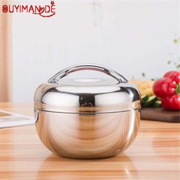 Stainless Thermo Insulated Thermal Food Container Bento Round Lunch Box for using in office, school or outdoor activities bento 201029