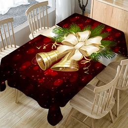 Christmas Decor Table Cloth and Chairs Cover Printed Christmas Santa Claus Rings Tablecloth Cover LJ201223