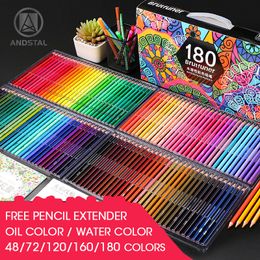 Andstal 48/72/120/160/180 Professional Oil Colour Pencil Set Watercolour Drawing Coloured pencils wood colour coloured pencils kids 201102