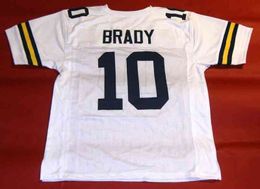 Custom Football Jersey Men Youth Women Vintage 10 TOM BRADY Rare High School Size S-6XL or any name and number jerseys