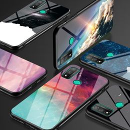 For Huawei P Smart Cases Starry sky series Tempered Glass Cover Huawei Y5P Y6P Y7 Pro Y9 Prime 2019 Psmart Z Hard Phone Cases