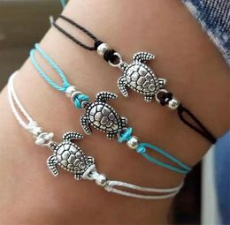 Summer Beach Turtle Shaped Charm Rope String Anklets For Women Ankle Bracelet Woman Sandals On The Leg Chain Foot Jewellery Wholesale 991