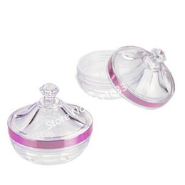 1PCS Transparent Acrylic Pink Refillable Castle Style Powder Puff Box Make up Loose Container Jar Jewel Case