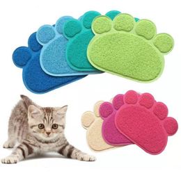 Paw Shape Dog Cat Feeding Mat Pad Pet Dish Bowl Food Water Feed Placemat Table PVC Mat 30cm x 40cm SN4853