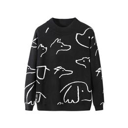 Sweater Men Clothing Autumn Pullover Pull Homme Sweater Coat Embroidery Cartoon Dog Knitted Sweater Pullovers Clothes for Men 201104