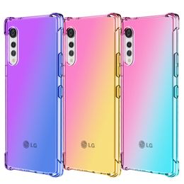 Gradient Dual Colour Transparent TPU Shockproof Phone Case for LG Velvet Stylo 5 6 K71 K51S K50S K40S K61 Q61 V60 ThinQ K51