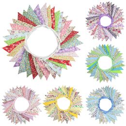 36 Flags 10m Colorful Flowers Cotton Fabric Bunting Pennant Flag Banner Garland Wedding Party Outdoor DIY Home Decor Crafts Y201006