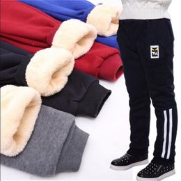 Boys plus velvet pants children's sports pants winter new big boy boy trousers thick warm to wear outside 201128