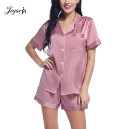 Joyaria Women Silk Satin Pyjamas Pyjamas Set Long Sleeve Sleepwear Pijama Suit Female Pyjamas Two Piece Set Loungewear Women Y200708