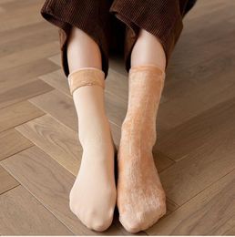 Winter Warm Plush Thermal Ankle Socks Winter Elastic Snow Fleece Lined Boot Socks Floor Hosiery Socks women girls terry towel sock