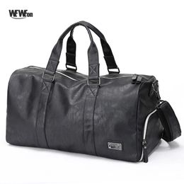 Leather Men's Gym Training Bag PU Sport Tote for Fitness with Shoes Compartment Military Muscle Durable Travel/Luggage Q0113