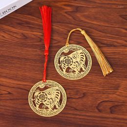 Bookmark Retro Metal Hollow Out Bookmarks Cute Animal Cattle Tassel Pendant Student Book Marks For Books Stationery Office Accessories