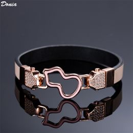Donia Jewellery luxury bangle European and American fashion hollow gourd copper micro inlaid with diamonds ladies leather designer gifts