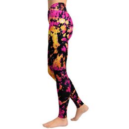 2021 Fashion Leggings Artsy Yoga Pants Women Sweatpants Outdoor Trousers Watercolor High-rise Pants Joggings Sportwear S~2XL H1221