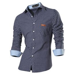 Jeansian Men's Casual Dress Shirts Fashion Desinger Stylish Long Sleeve Slim Fit 8615 Navy2 220224