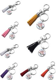 Cartoon Owl glass cabochon keychain Tassel keyring key holders ban hang fashion Jewellery will and sandy new