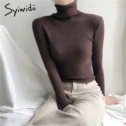 Stretch turtleneck sweaters women pullover winter clothes women fashion autumn Solid knit sweaters korean top striped shirt 201111