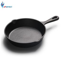 Upsipirit 26CM Cast Iron Frying pan Non-stick Coating Pan For Pancake Skillet With Heat Resistant Handle Gas Induction Cooker 201223