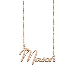 Mason name necklaces pendant Personalised for women girls children best friends Mothers Gifts 18k gold plated Stainless steel Pendant Jewellery gift