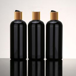 12pcs 400ml Empty Round Black Liquid Soap Lotion Cosmetic Bottle Containers Gold Aluminium Disc Top Cap,Metal Cap Bottles