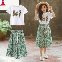 Summer 2020 Baby Girls Clothes Sets Outfits Kids Clothes Short Sleeve +Pants Children Clothing Set 3 4 5 6 7 8 9 10 11 12 Years LJ200916