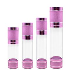 2022 Gold Pink Cosmetic Airless Bottle 15ml 30ml 50ml Refillable Pump Dispenser Bottles For Lotion Cosmetics Container