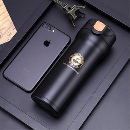 Double Stainless steel Coffee Mug Thickened Big Car Thermos Mug Travel Thermo Cup Thermosmug For Gifts 500/350ML Thermos Flask 201109