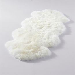 2P Large Genuine Sheepskin Rug real wool rug white soft bedroom rugs carpets Big sheep skin bed sofa thick Natural wool blanket 201225