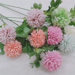 Hot sales Simulation ball chrysanthemums Home Decor Artificial Flowers 2 Head simulation Hydrangea Party Wedding Decor Fake Flower T9I001114