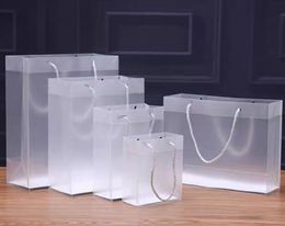 Frosted PVC plastic gift bags with handles waterproof transparent bag clear handbag party Favours Pouch custom logo