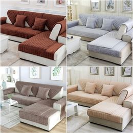 Hot Sofa Cover Thicken Couch Cover Solid Color Slipcover Pet Dog Kids Mat Flannel Sofa Covers Protector for Living Room Decor LJ201216