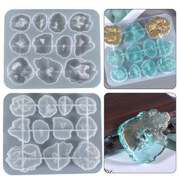 Geode Agate Resin Silicone Molds Irregular Stone Pendant Mould with 11 Cavity Epoxy Resin Mold for DIY Jewelry and Home Decoration