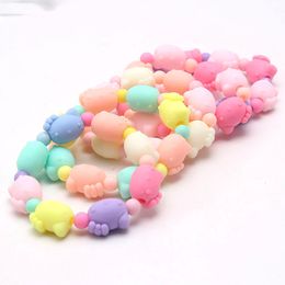 Cute Cat Shape Beads Bracelets Bangles For Girls Kids Colorful Beaded Elastic Bracelets Party Child Toddler Gifts