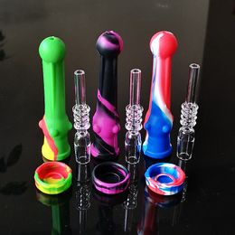 Silicone Nector Collector Kit With 14mm Quartz Nail Dab Rigs Silicone Containers Water Pipes Dab Straw Smoking Accessories SP238