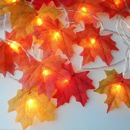 Fairy String Lights 20/30/40/100 LEDs Maple Leaves Light Outdoor Christmas Garland For Wedding Home Xmas Holiday Party Decor Y201020