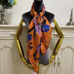 Women's square scarf shawl good quality 100% twill silk material pint pattern size 110cm - 110cm