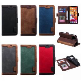 Retro Contrast Colour Leather Wallet Phone Cases For iPhone 13 Pro Max 12 Mini 11 XR X 8 Plus
