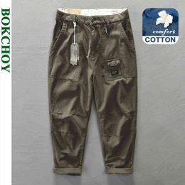 Autumn and Winter New Men's Cotton Pure Colour Casual Pocket Vintage Pants GML04-Z308 H1223