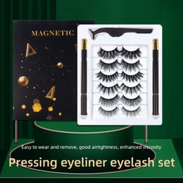 Premium 6 Pairs Thick Natural Glue-free Fake Lashes Set None Magnetic Self-adhesive False Eyelashes Extensions Soft & Vivid With Eyeliner