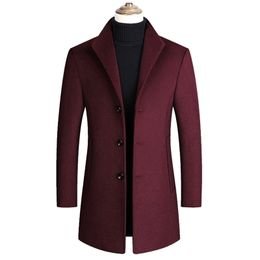 NEW Men Wool Blends Coats Autumn Winter New Solid Colour High Quality Men's Wool Jacket Luxurious Brand Clothing 201223