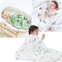 Baby swaddle muslin Bamboo cotton baby blanket towel Soft Breathable For Newborn INS popular photography baby gift LJ201014