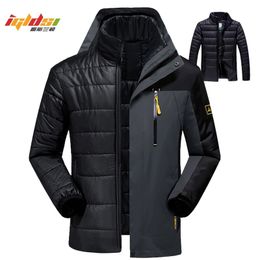 Winter Down Jacket Coats Men Fashion 2 in 1 Outwear Thicken Warm Down Parka Patchwork Waterproof Hood Men Jacket Size L-5XL 6XL 201104