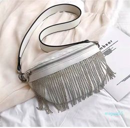 Luxury Cross Body Messenger bag for women high quality Fashion Rhinestone fringe Waist bag Soft leather Designer shoulder bags Diamond