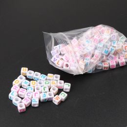 6mm 400pcs Mixed color Letter Alphabet Cube Acrylic pony neon Beads For Jewelry making DIY Y200730