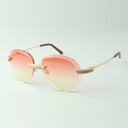 Designer sunglasses 3524027 with micro-paved diamond metal wires arms and cut lens glasses, Direct sales, size: 18-140mm