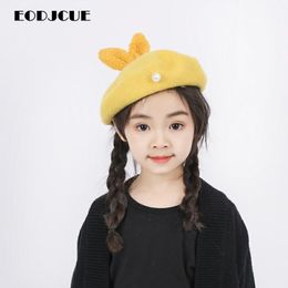 2020 New Autumn Winter Hat Kids Warm Pearl Beret Hat Girls Painter Wholesale Beret kids