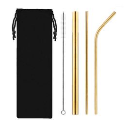 5Pcs Reusable Metal Drinking Straws 304 Stainless Steel Sturdy Bent Straight Drink Straw with Cleaning Brush Bar Party Accessory1